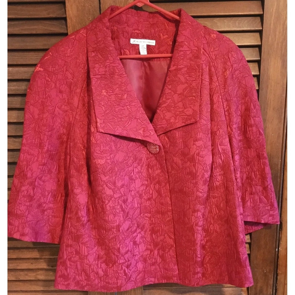 JM Collection Tapestry‎ Style Blazer 16W Floral Cottagecore Chic Beaded Button